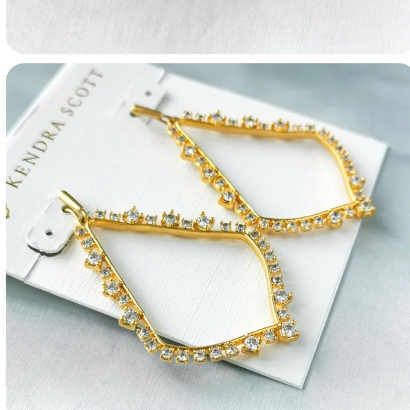 Kendra Scott Sophee Crystal Vintage Gold Drop Earrings - Picture 3 of 5